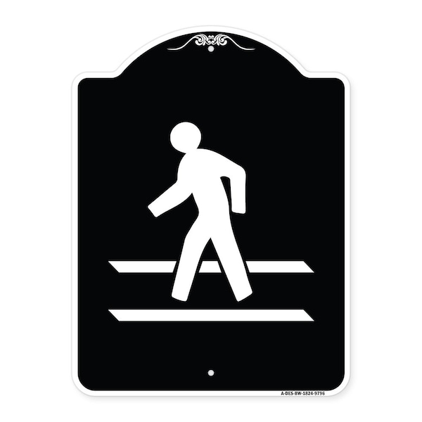 Signmission Designer Series-Pedestrian Crossing, Black & White Heavy-Gauge Aluminum, 24" x 18", BW-1824-9796 A-DES-BW-1824-9796 - main